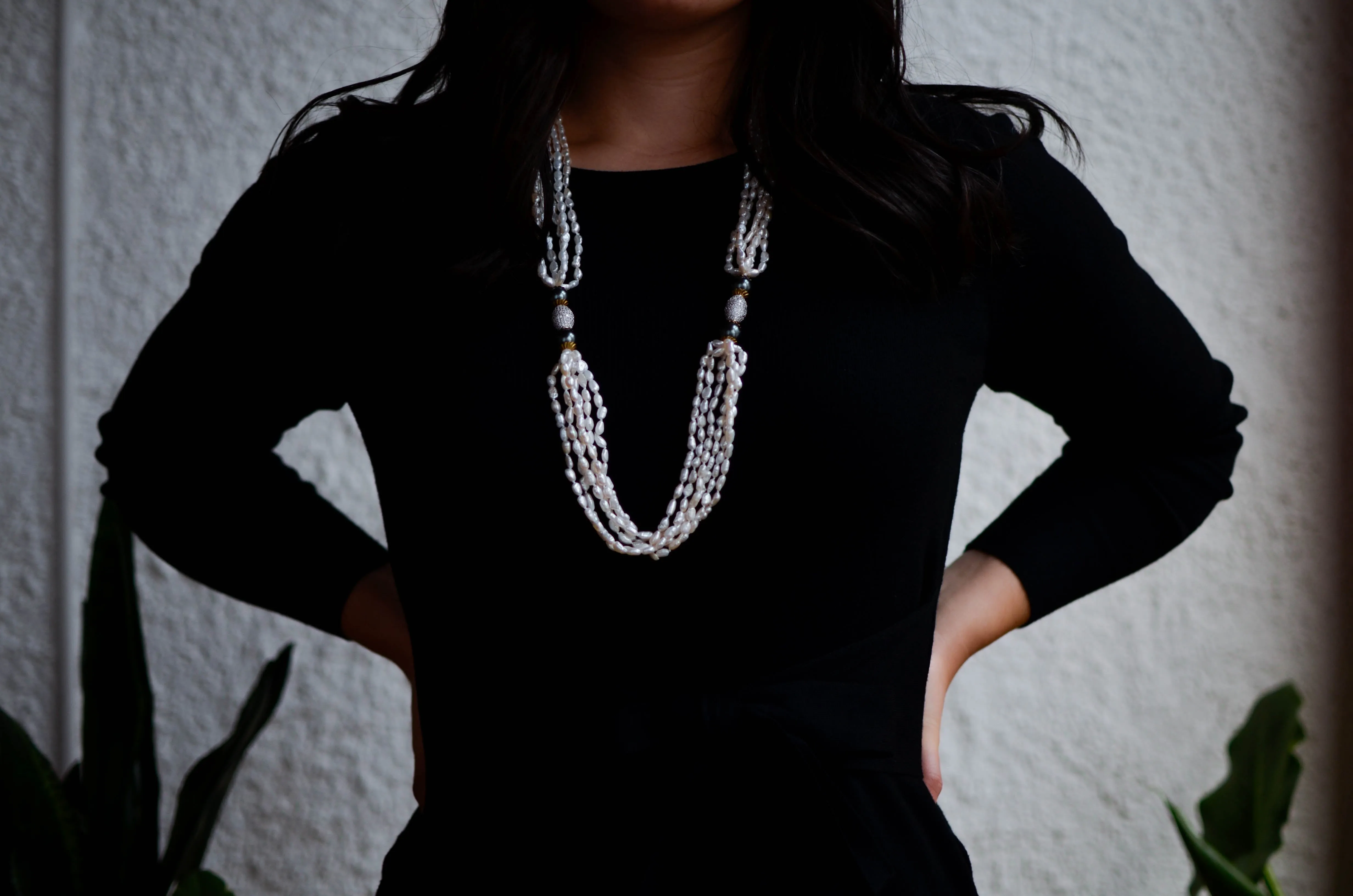 6-Strand Rice Pearl Necklace