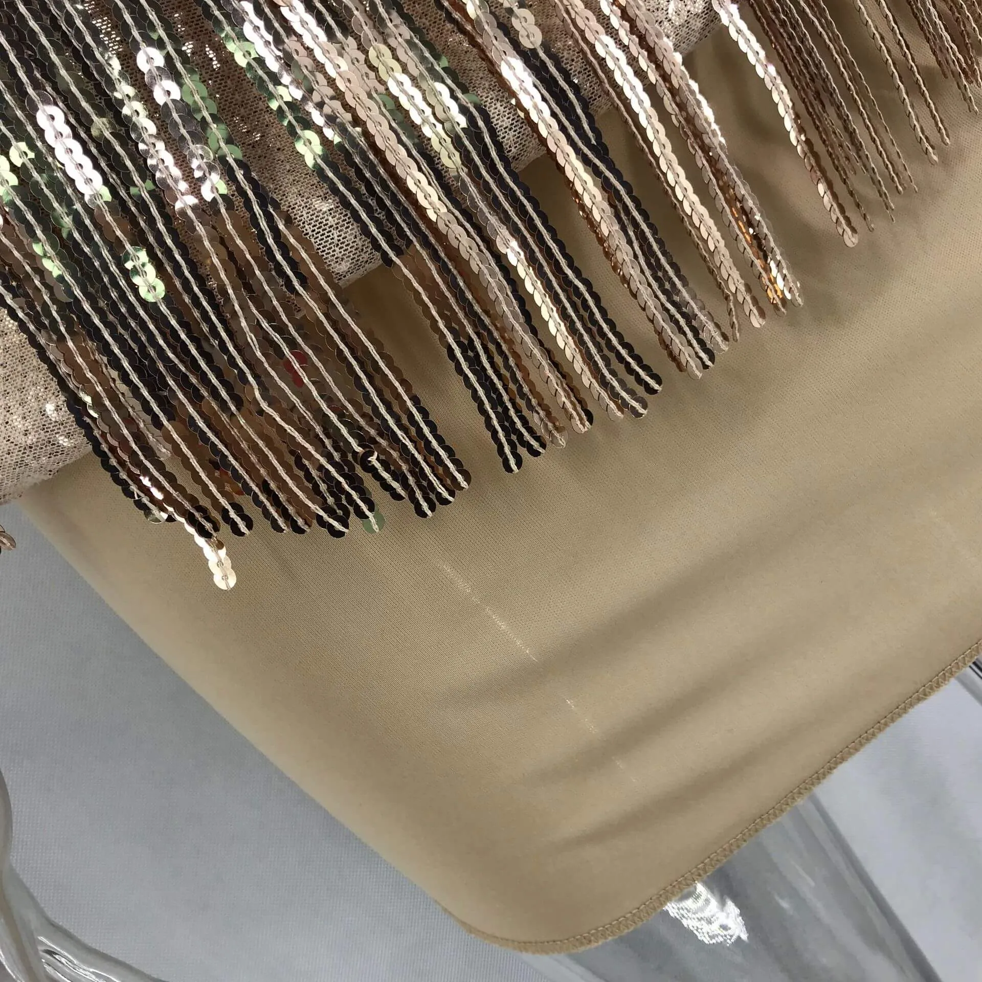 Backless Lined V-neck Sleeveless Sequins Knee-Length Dress