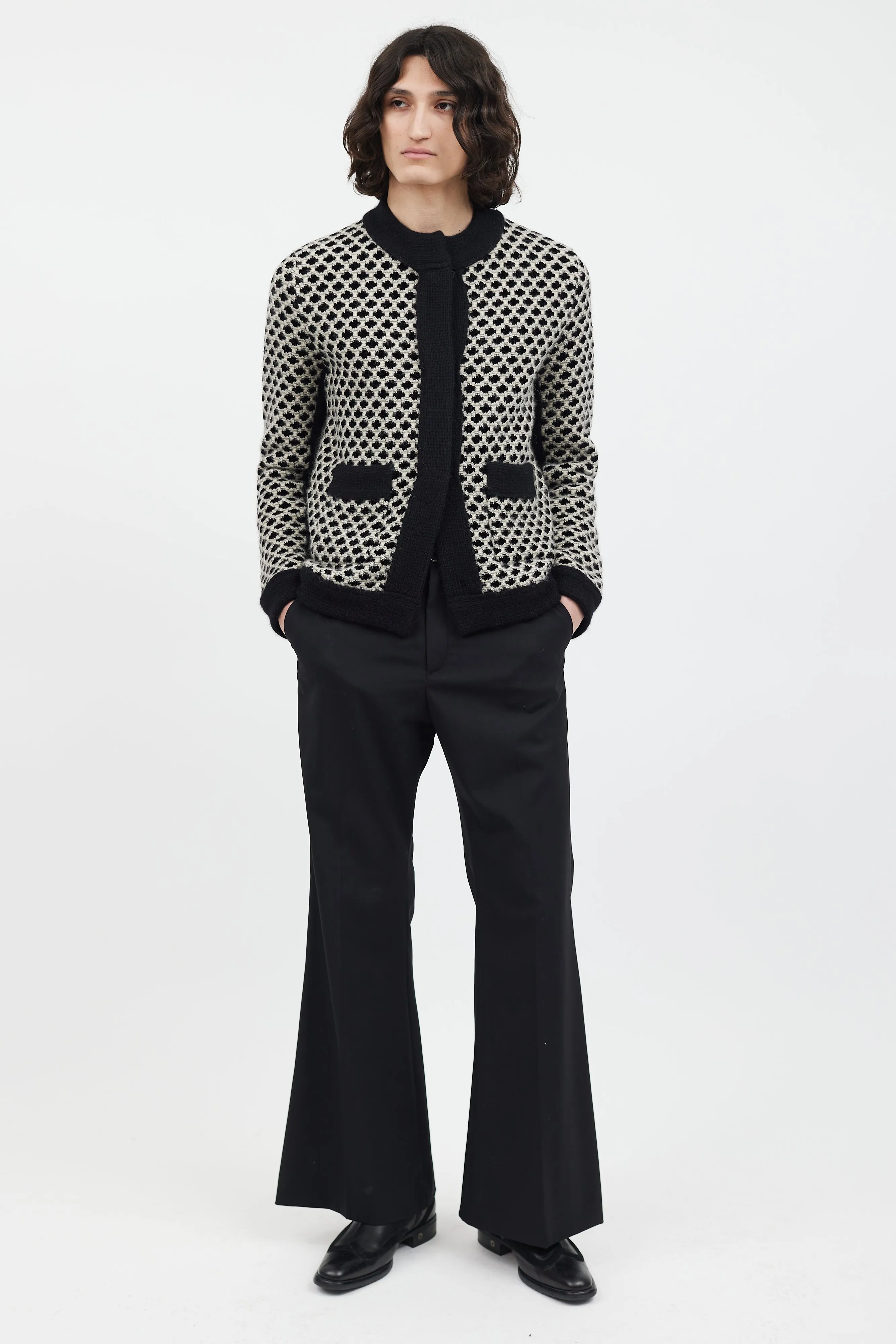 Black & White Knit Cardigan