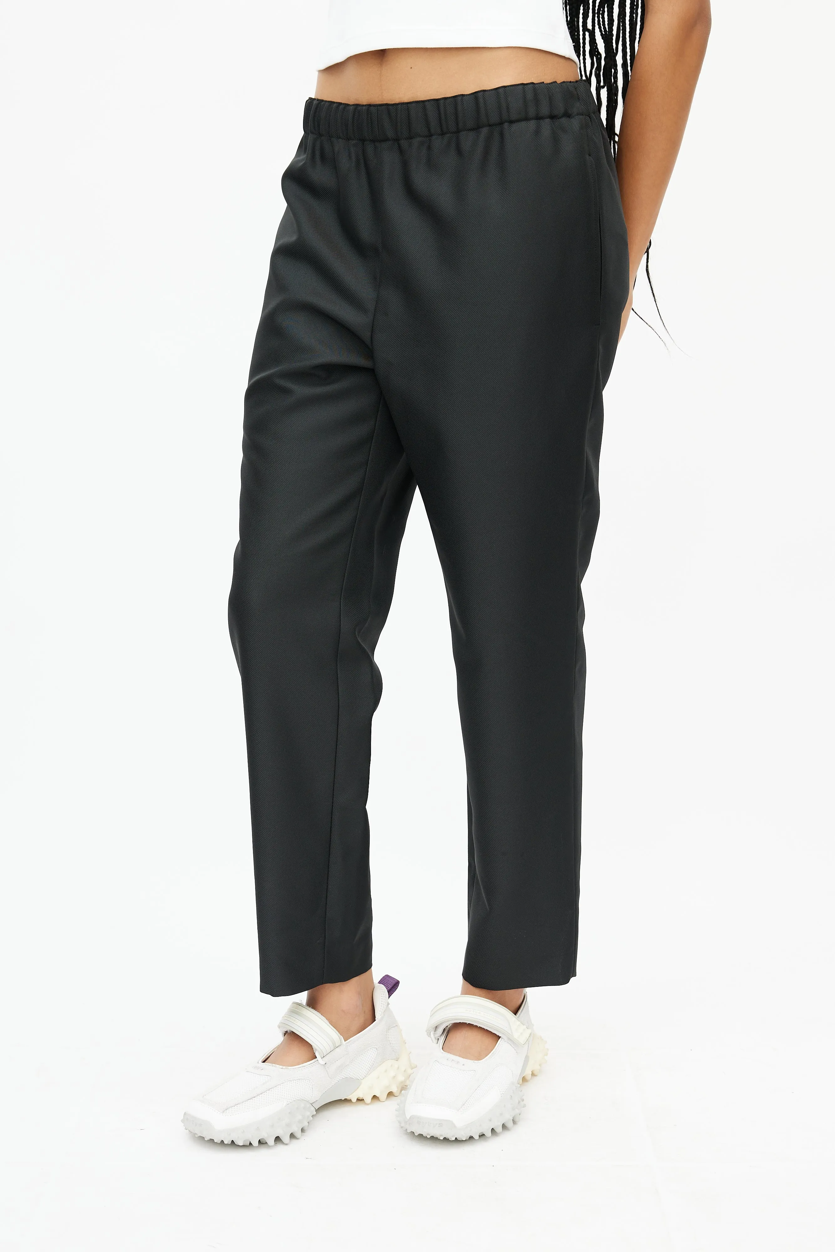 Black Elasticized Slim Trouser