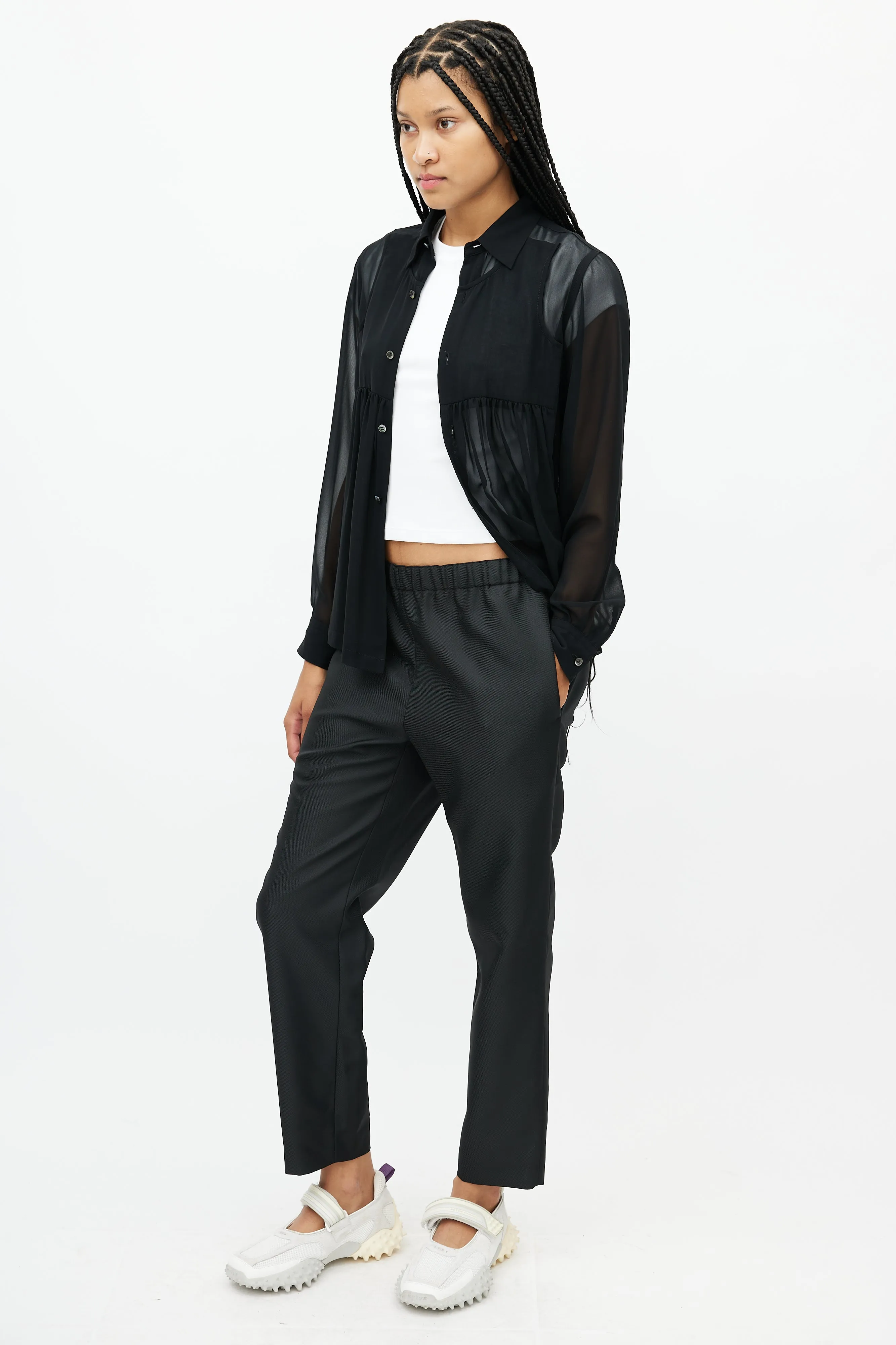 Black Elasticized Slim Trouser