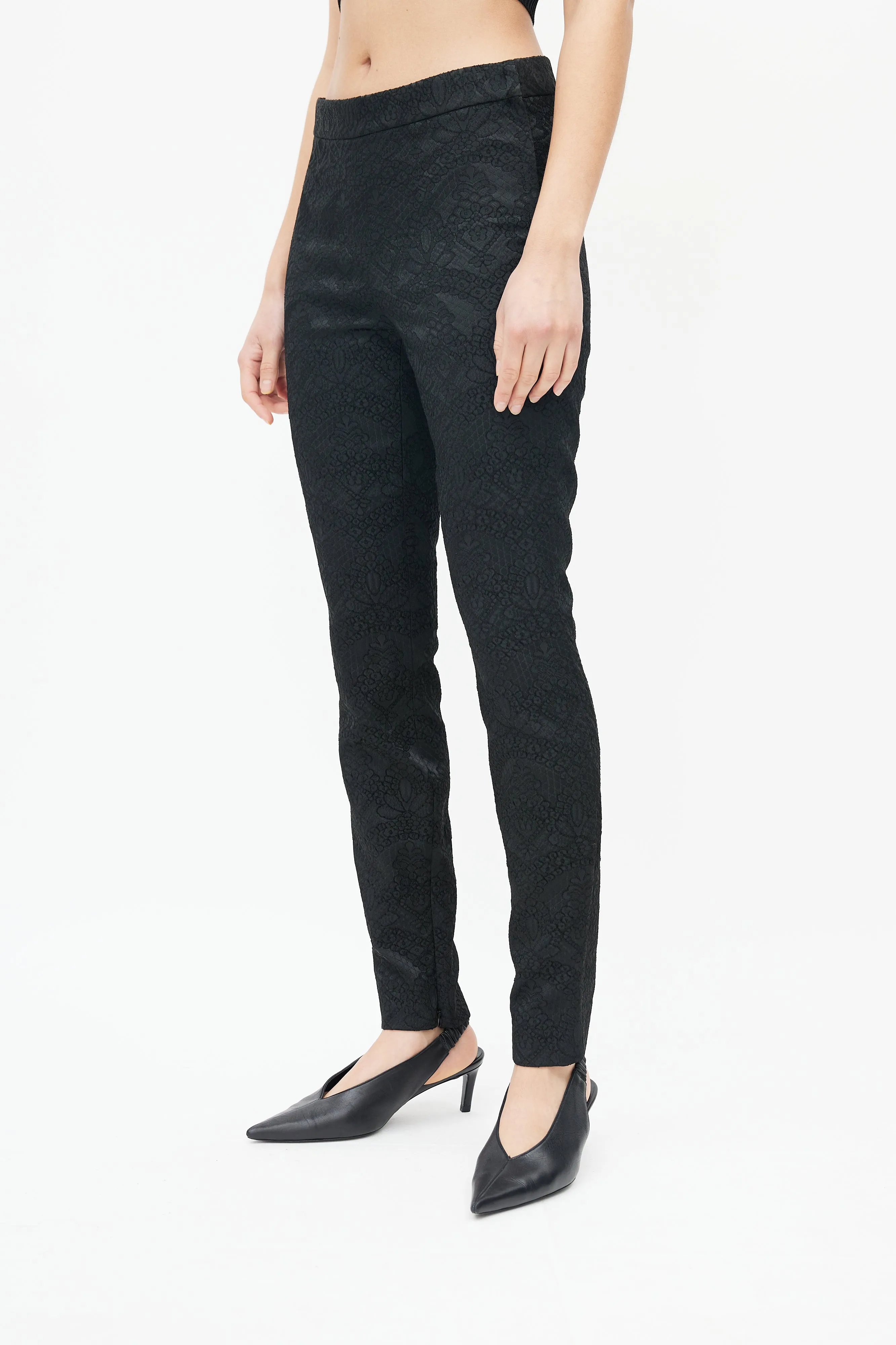 Black Floral Jacquard Trouser