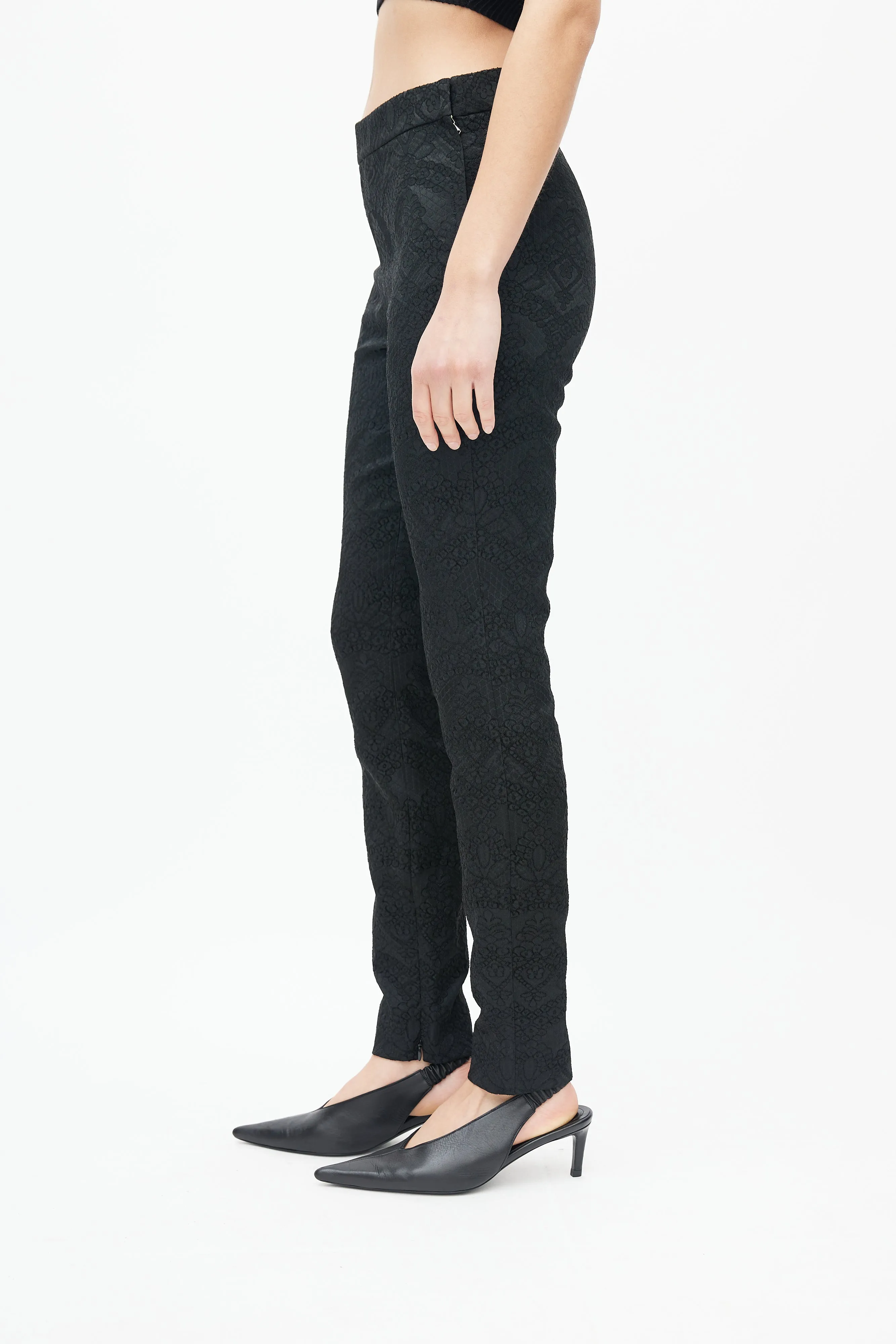 Black Floral Jacquard Trouser