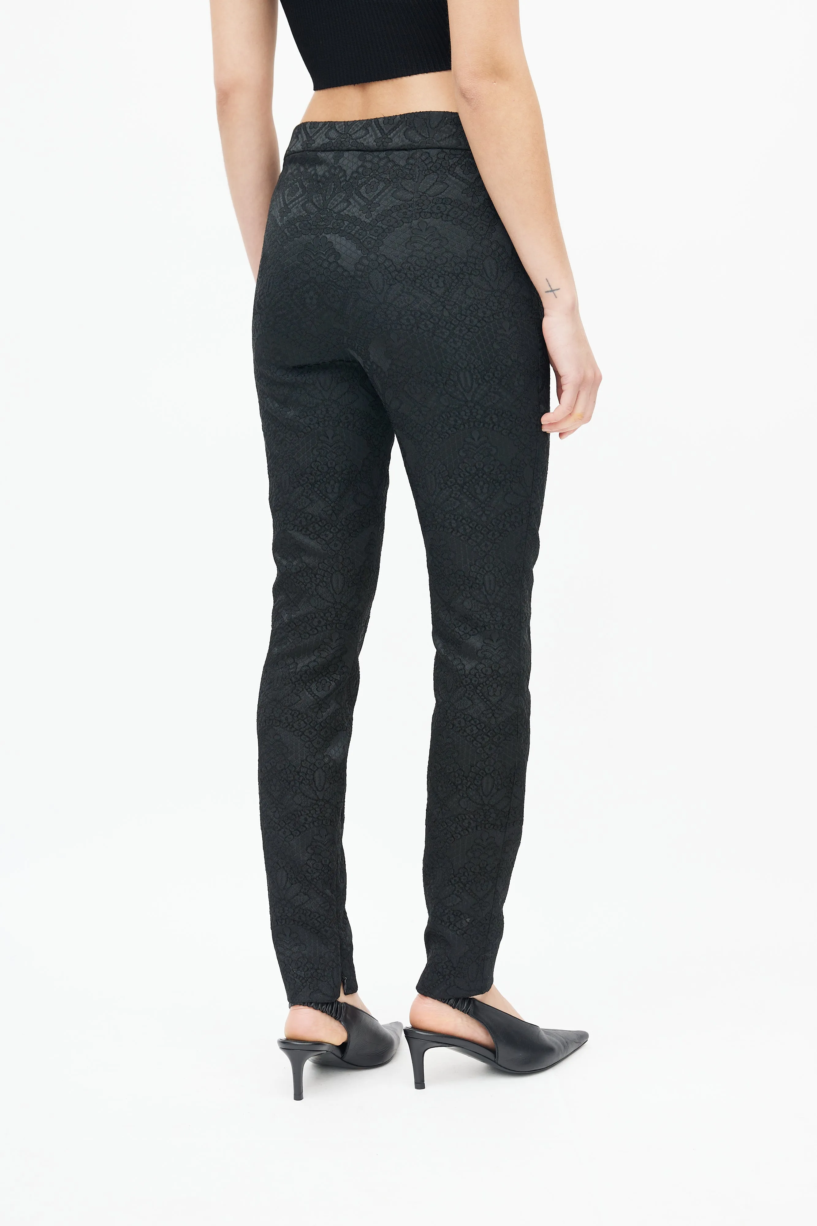 Black Floral Jacquard Trouser