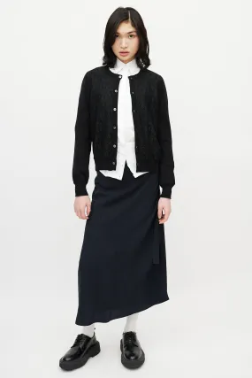 Black Knit & Lace Front Cardigan