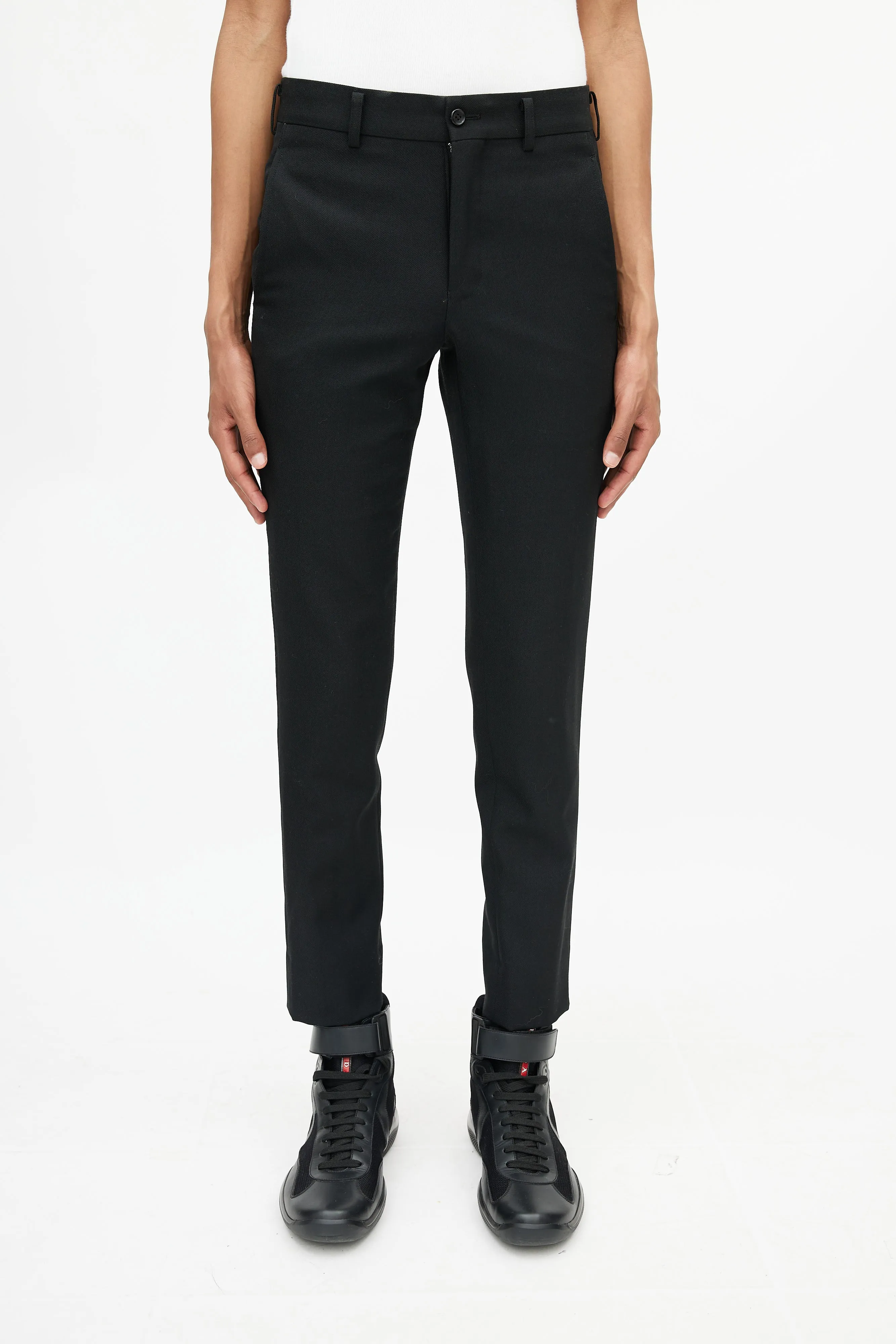 Black Slim Wool Trouser
