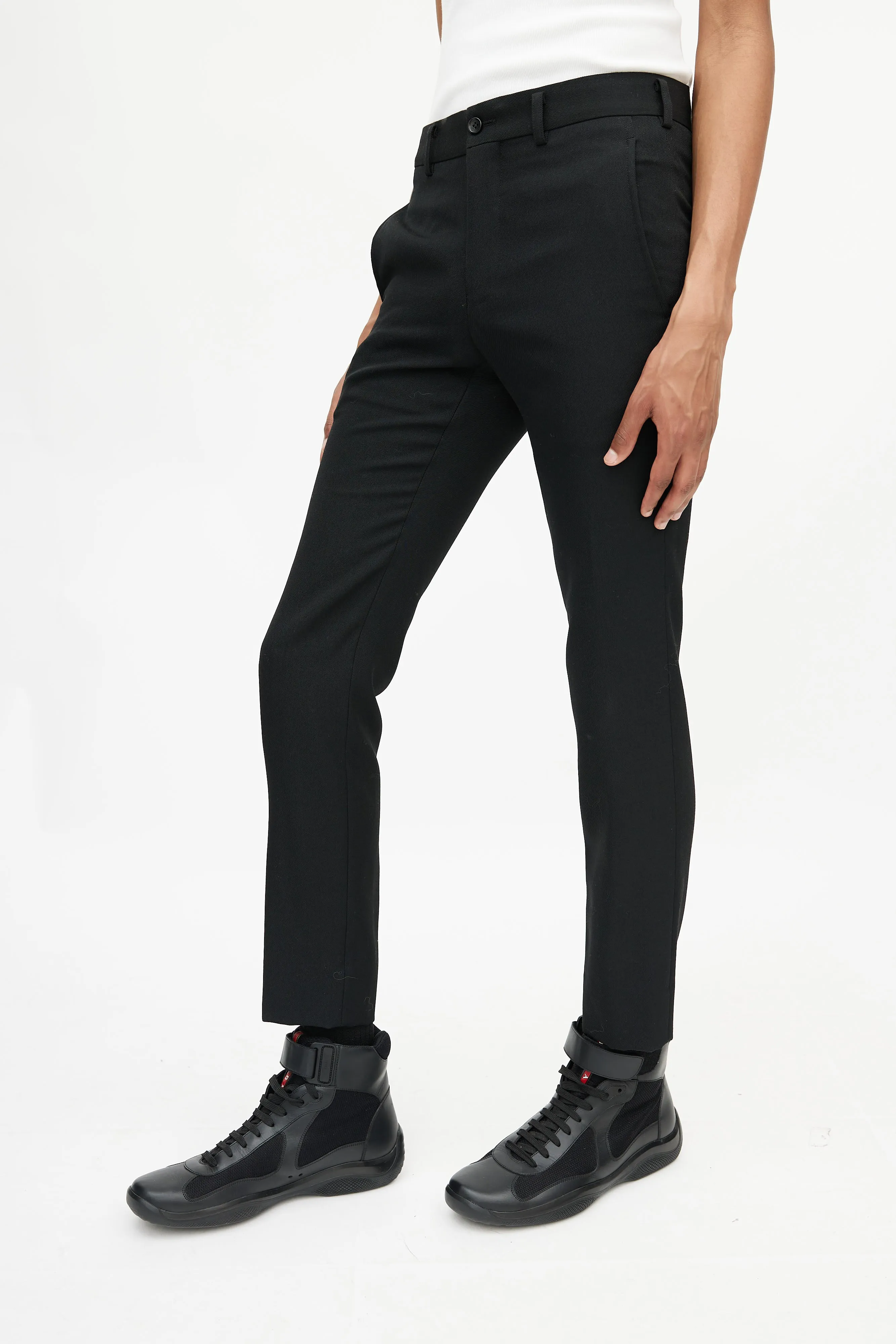 Black Slim Wool Trouser