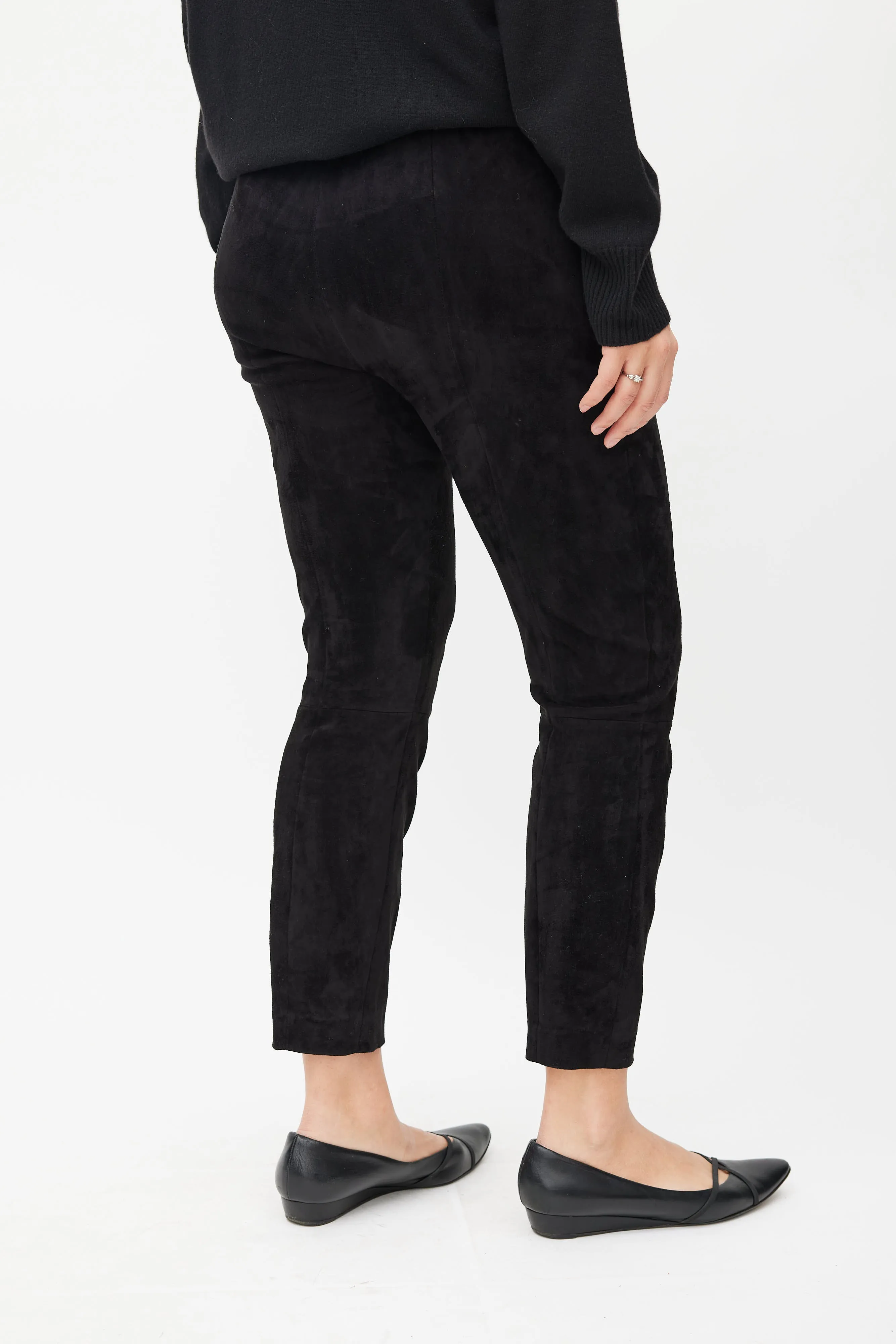 Black Suede Slim Trouser