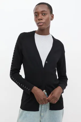 Black Wool Stapled Cardigan