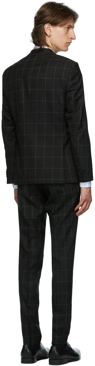 Boss Black Wool Window Pane Suit
