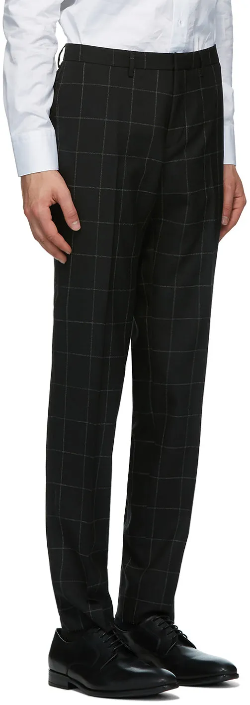 Boss Black Wool Window Pane Suit