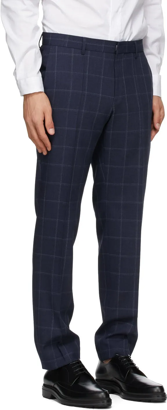 Boss Blue Check Slim Suit