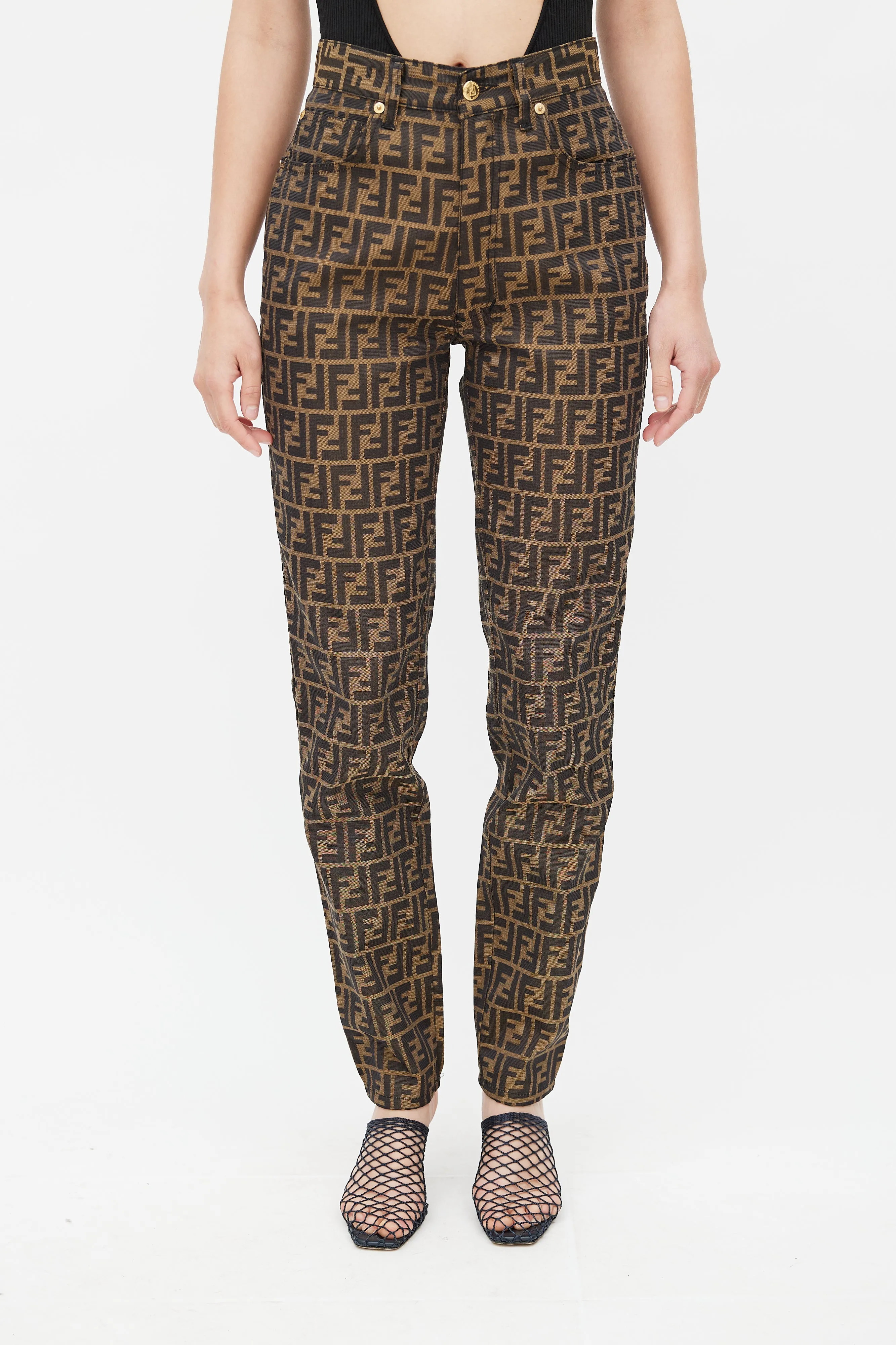 Brown & Black Zucca Monogram Slim Trouser