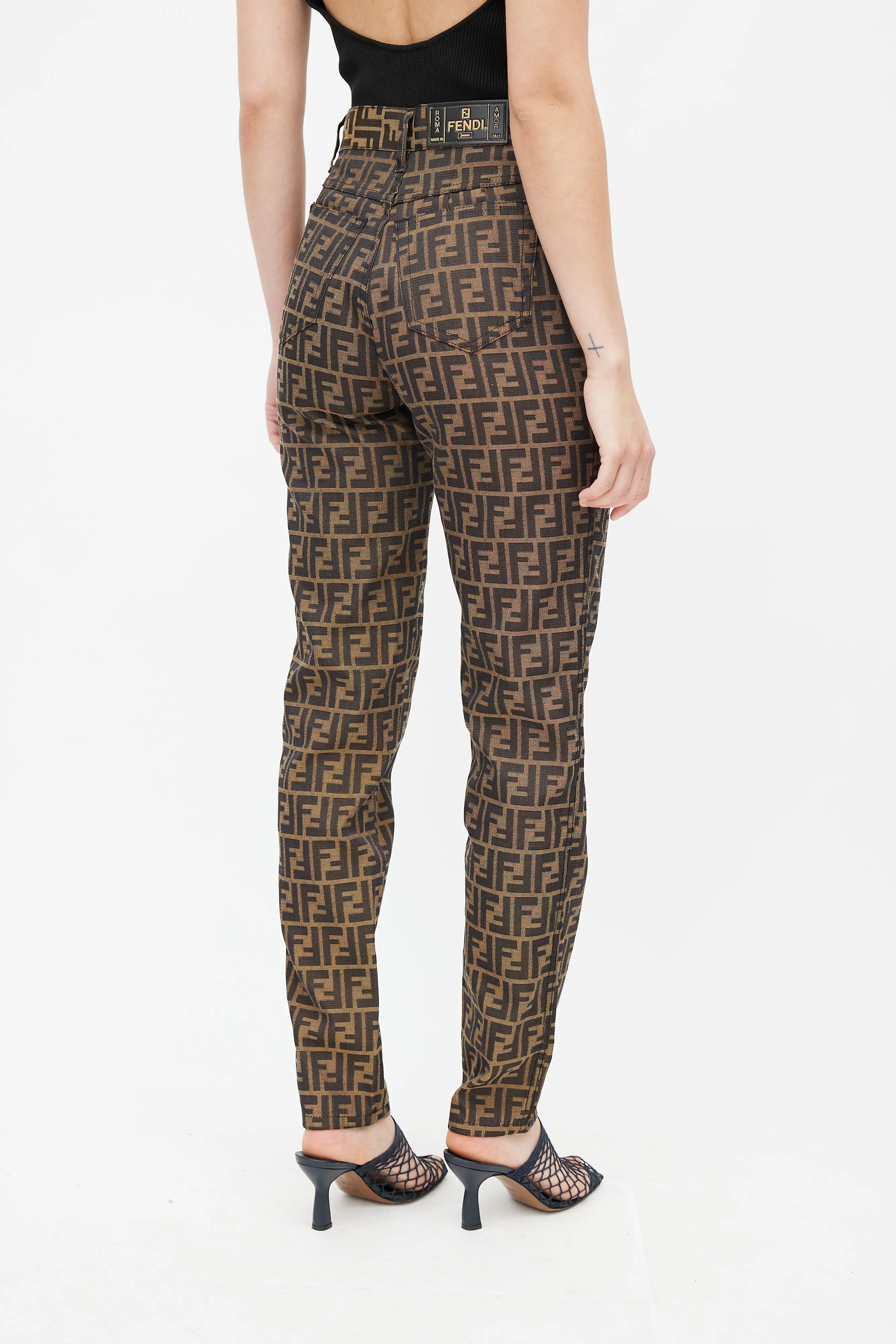 Brown & Black Zucca Monogram Slim Trouser