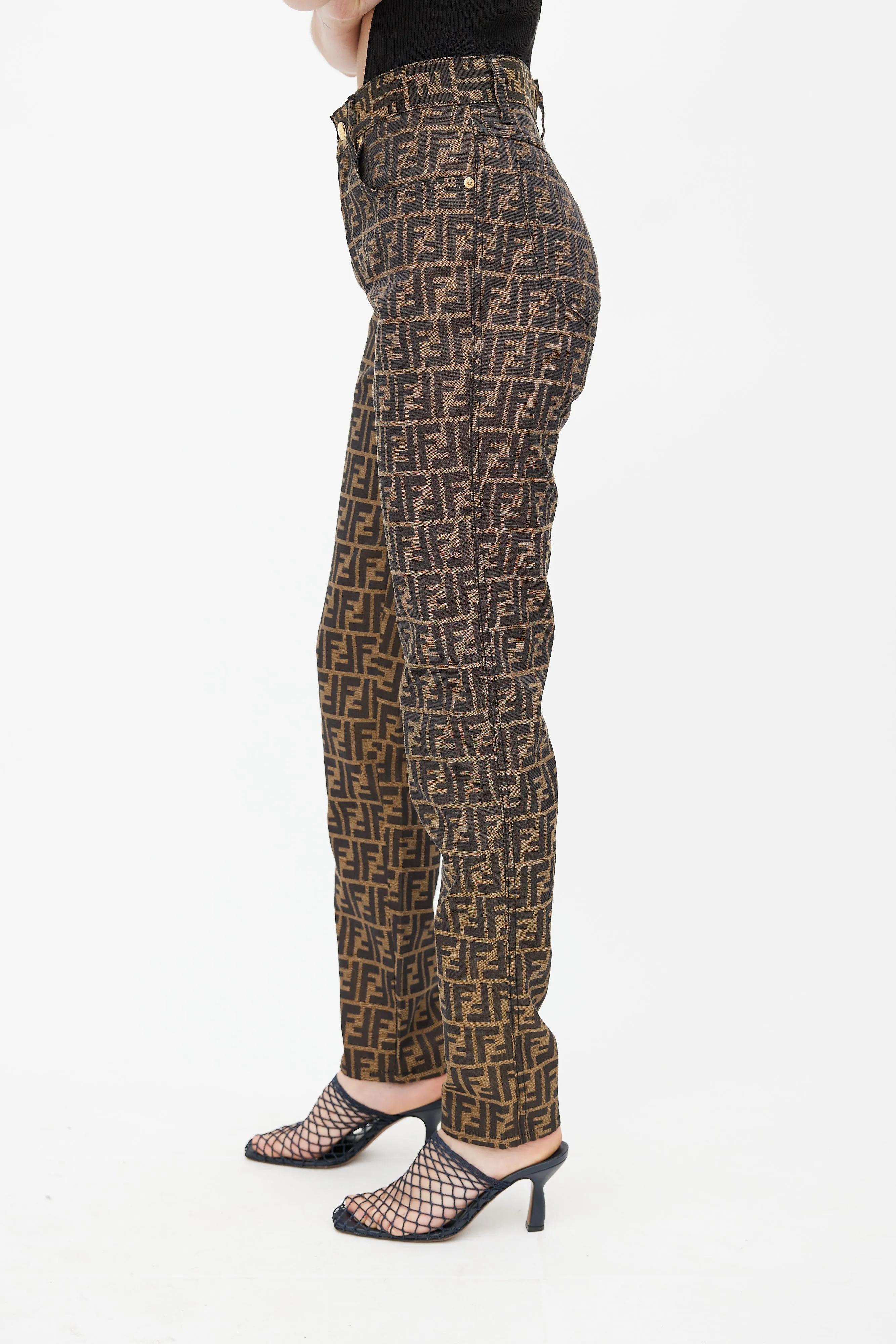 Brown & Black Zucca Monogram Slim Trouser