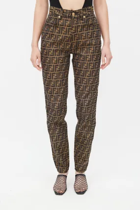Brown & Black Zucca Monogram Slim Trouser