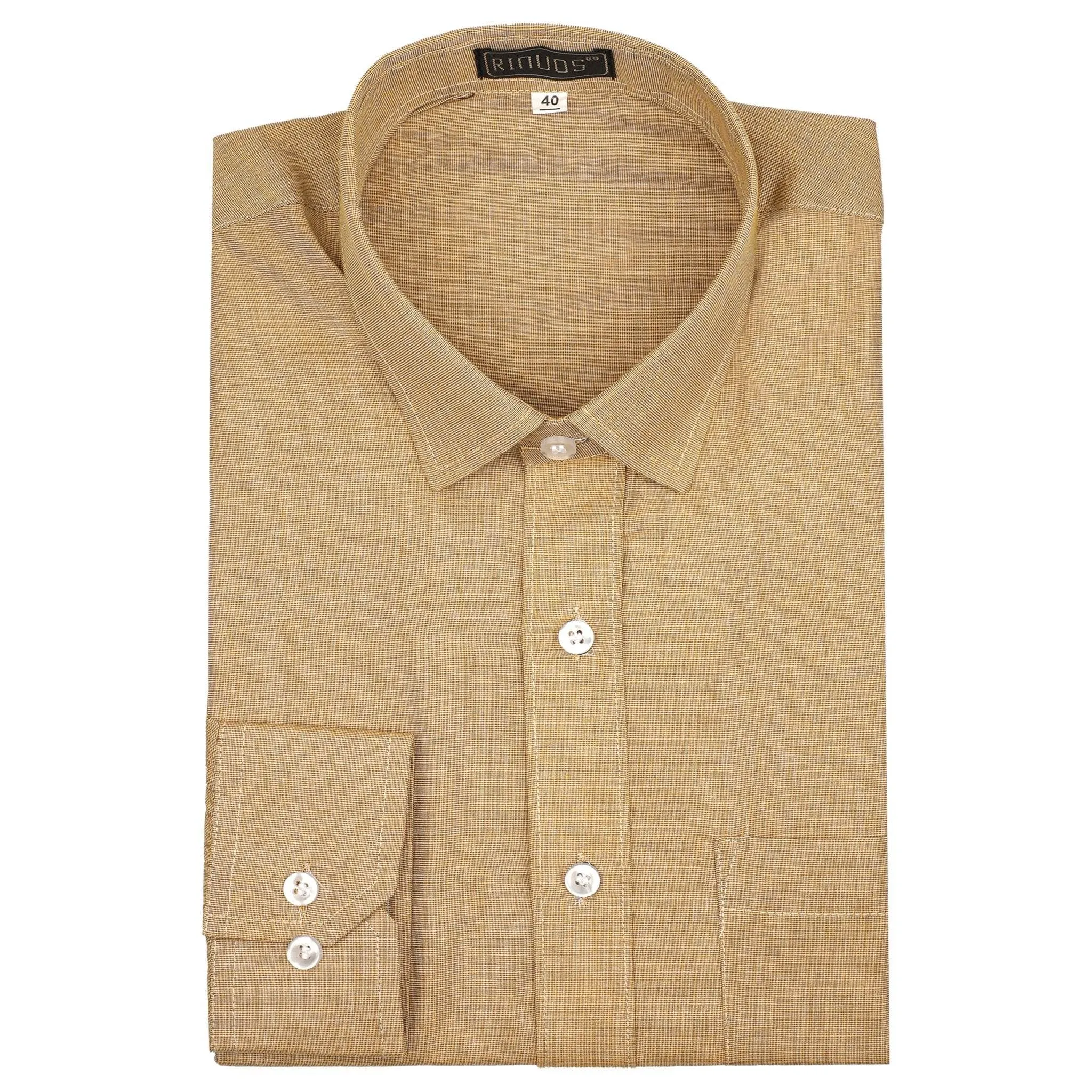 Coffee Gingham Cotton Shirt