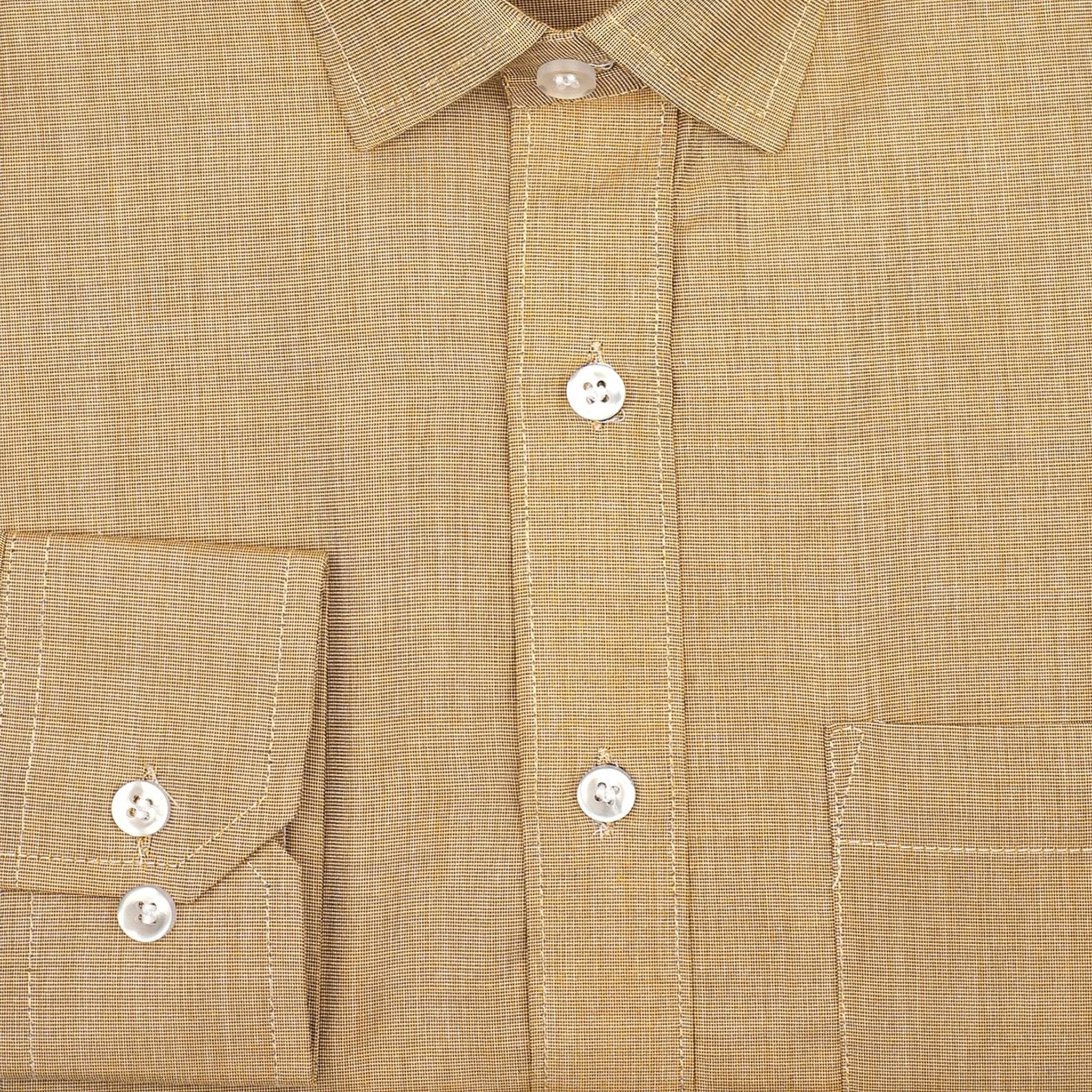 Coffee Gingham Cotton Shirt