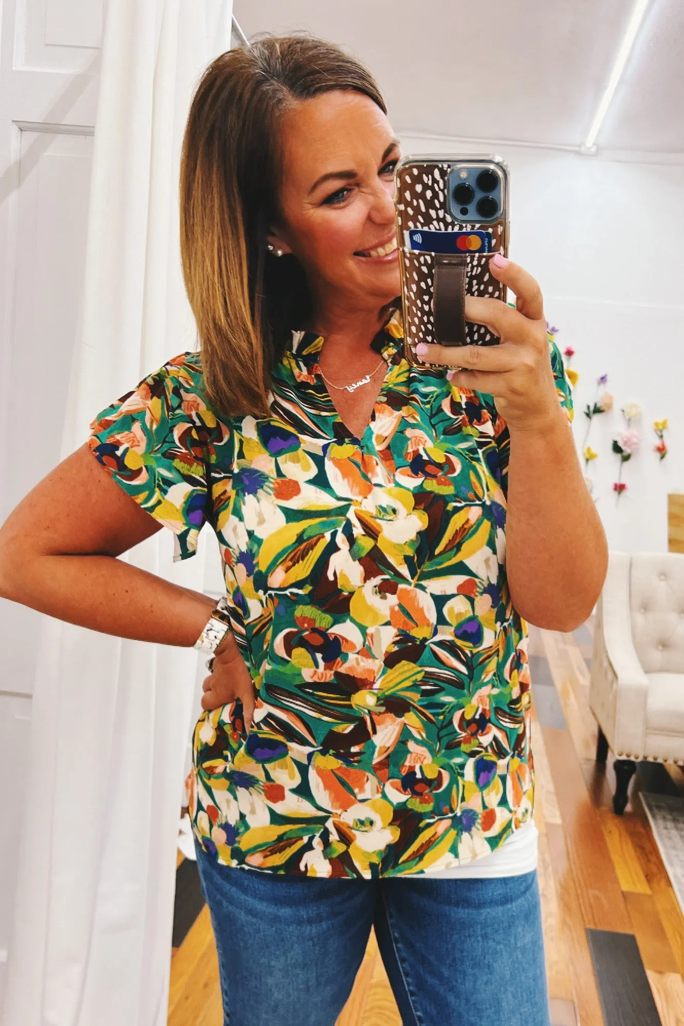 Faye Woven Tropical Top