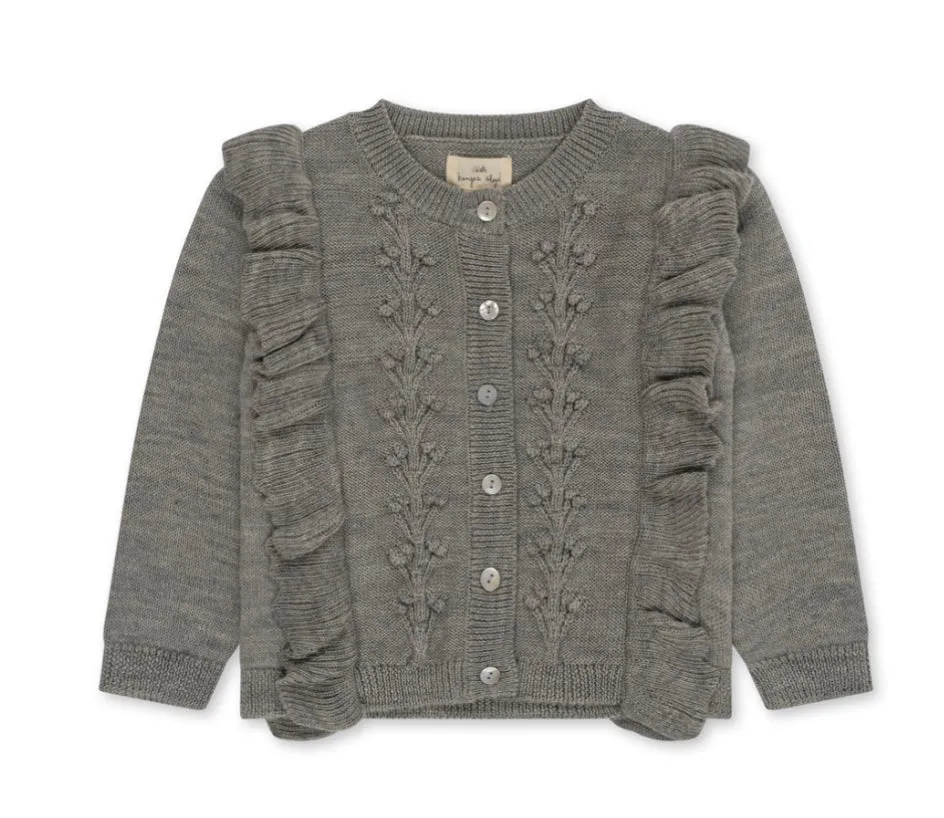 fiol frill cardigan - grey melange