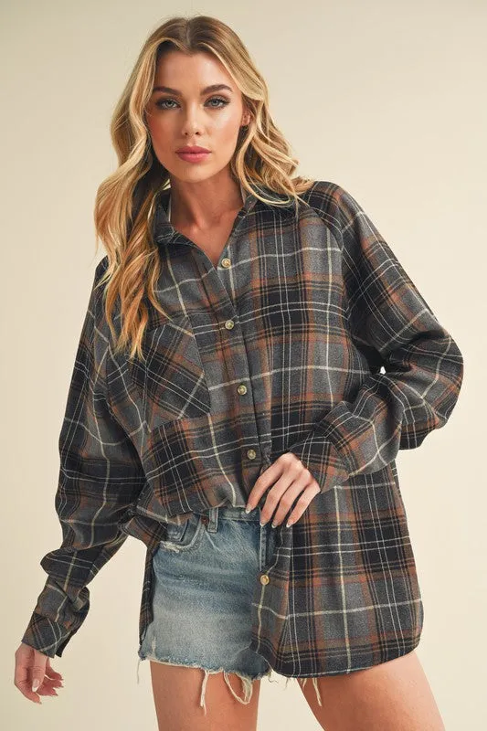 Gray Flannel Plaid Button-Up Shirt – Classic & Casual Layer