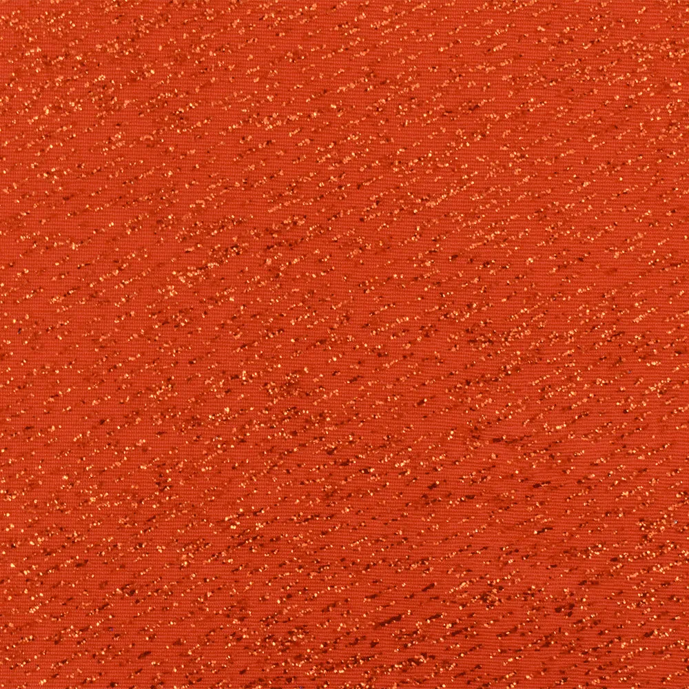 Intense Orange Texture Sparkle Metallic Printed Stretch Slinky Knit Fabric