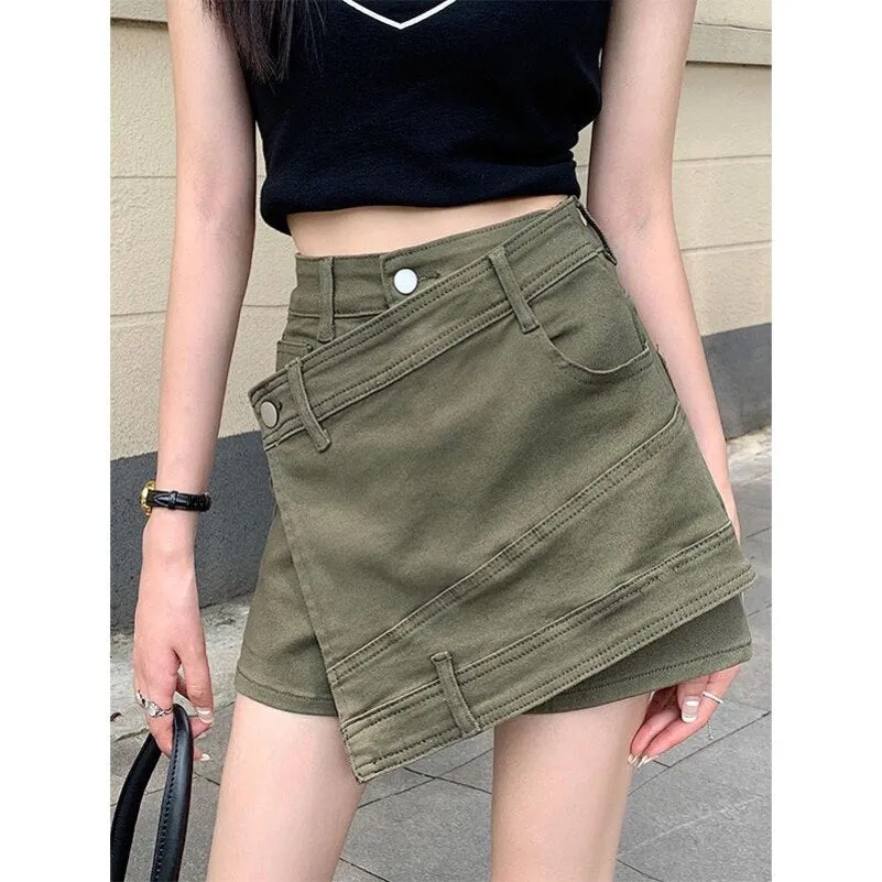 Kaki Casual Grunge Shorts für den Sommer Cargo Stil
