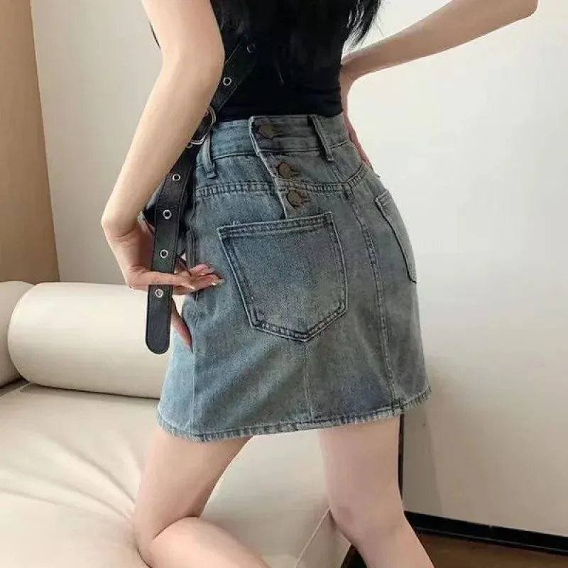 khakifarbene Denim-Shorts für Frauen Weit geschnitten für den grung Look