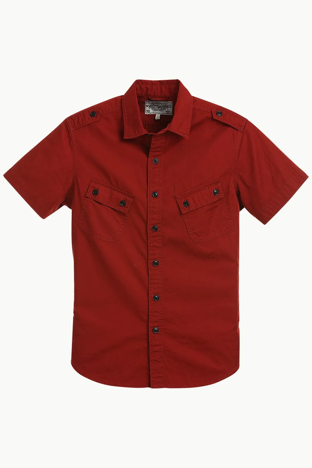 Military Style Twill Shirt With Epaulets