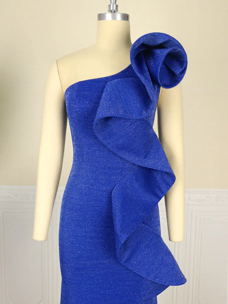 One-shoulder Backless Ruffled Bodycon Dress