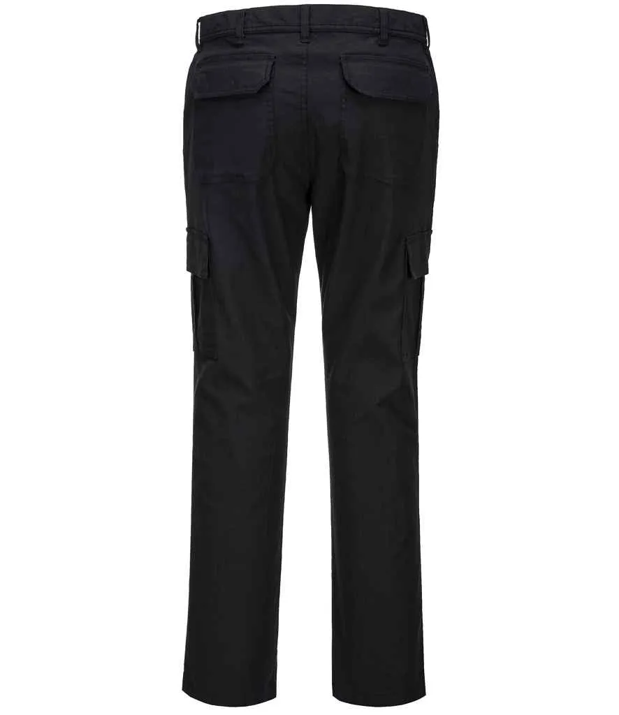 Portwest Stretch Slim Combat Trousers | Black