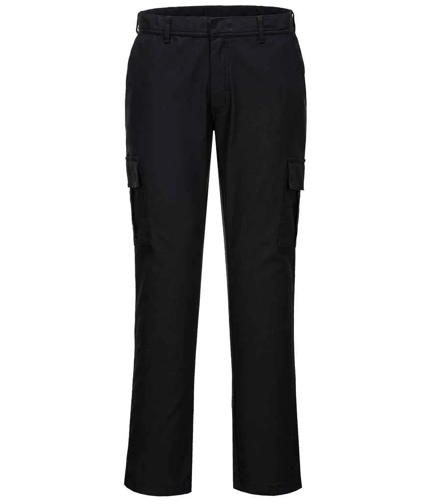 Portwest Stretch Slim Combat Trousers | Black