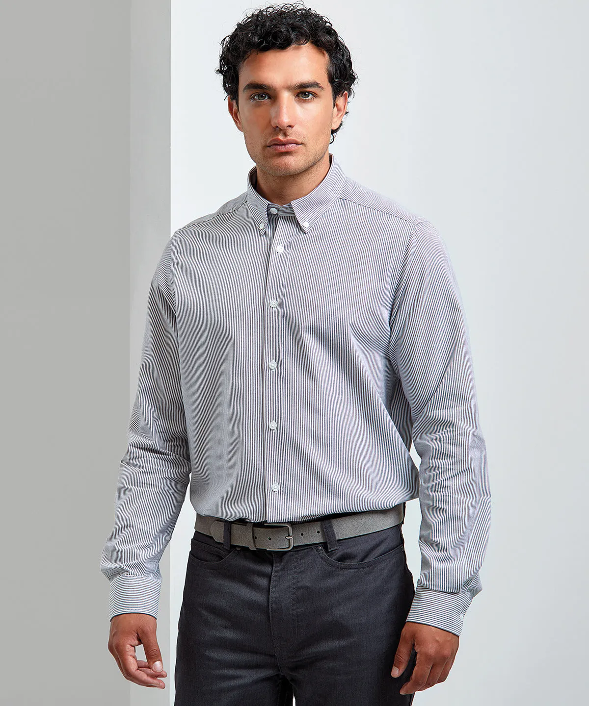 White/Pink - Cotton-rich Oxford stripes shirt